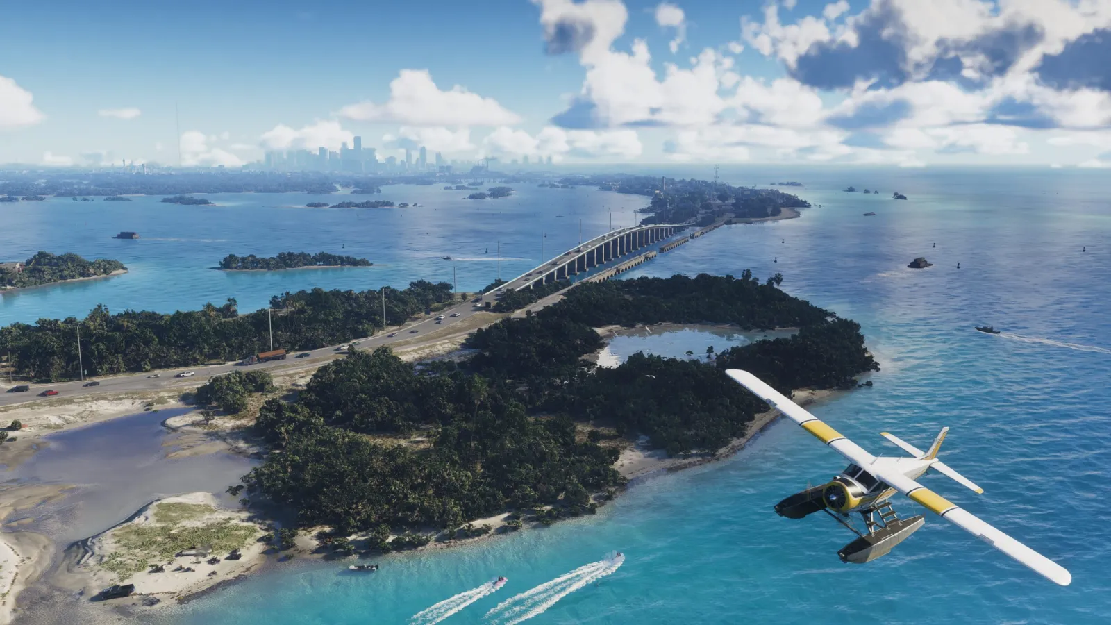 A causeway threading the Leonida Keys in GTA 6, the kind of world built first for PS5 well before any rumoured PS6